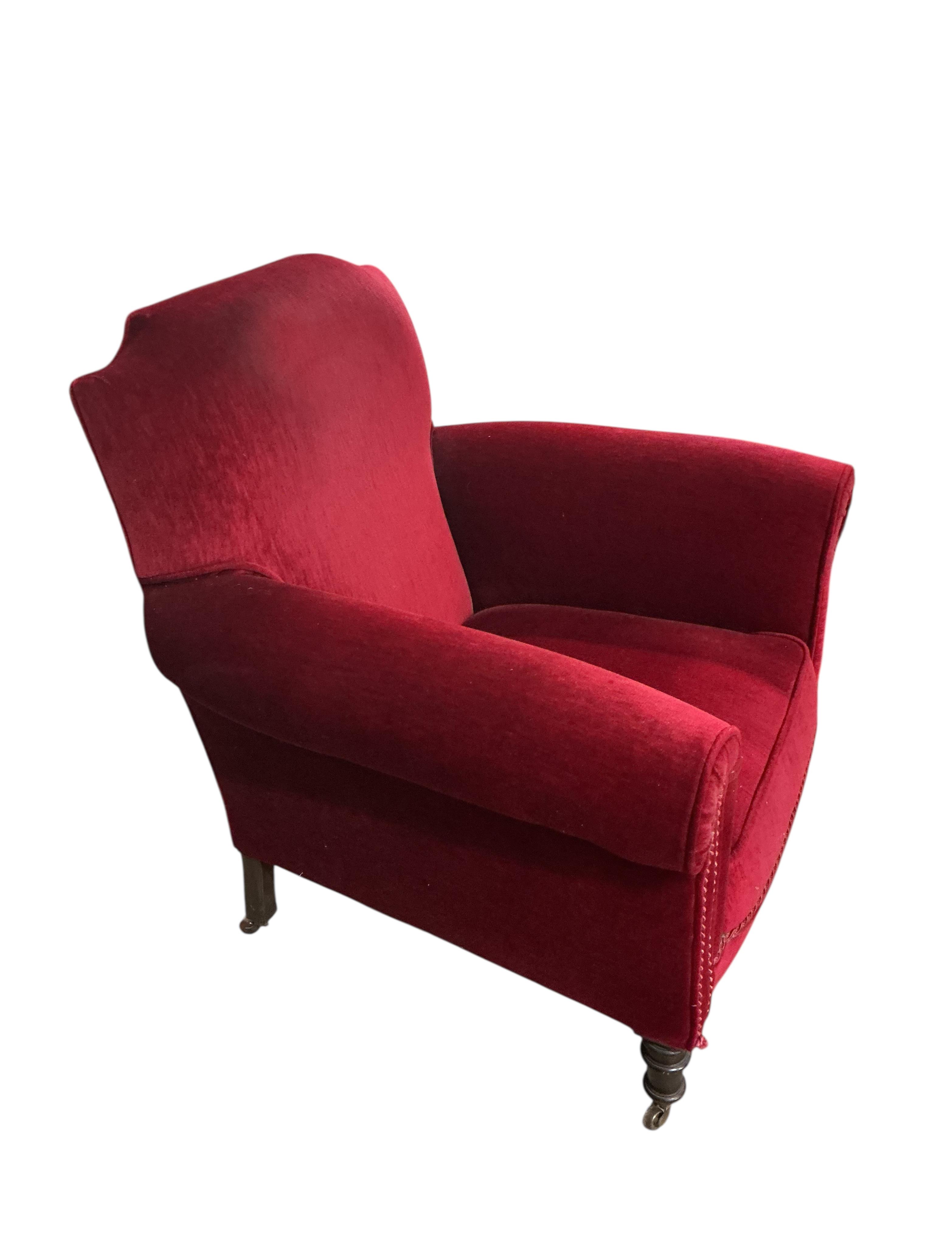 A late Victorian upholstered three piece suite, settee width 136cm, depth 80cm, height 90cm.